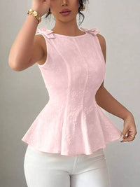 Bow Shoulder Peplum Tank Thumbnail 5