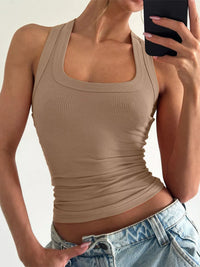 Ribbed Square Neck Tank Top Thumbnail 23