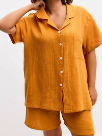 Button Up Short Sleeve Shirt and Shorts Set Thumbnail 12