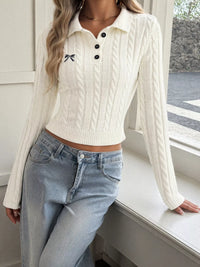 Cable Knit Long Sleeve Sweater Thumbnail 5