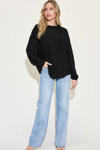 Basic Bae Full Size Ribbed Round Neck Long Sleeve T-Shirt Thumbnail 21