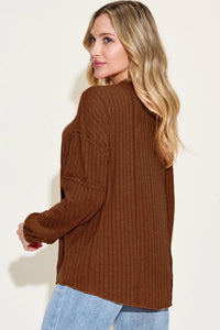 Basic Bae Full Size Ribbed Round Neck Long Sleeve T-Shirt Thumbnail 6