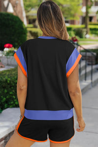 Contrast Round Neck Top and Shorts Set Thumbnail 9