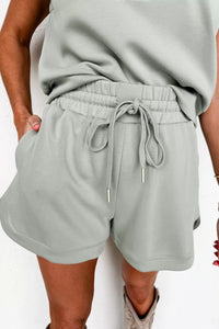 Quarter Zip Sleeveless Top Drawstring Shorts Casual 2pcs Outfit Thumbnail 7
