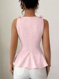 Bow Shoulder Peplum Tank Thumbnail 6