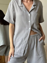 Button Up Short Sleeve Shirt and Shorts Set Thumbnail 2