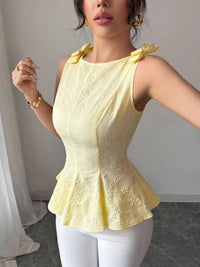 Bow Shoulder Peplum Tank Thumbnail 4