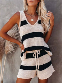 Striped Knit Tank and Shorts Set Thumbnail 1