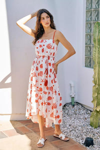 SO ME Shell Print Tiered Lined Midi Cami Dress With Belt Thumbnail 1