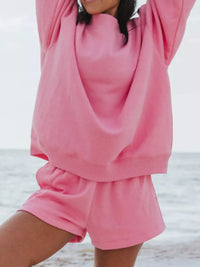 Relaxed Fit Round Neck Sweatshirt and Shorts Set Thumbnail 5