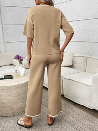 Round Neck Half Sleeve Top and Pants Set Thumbnail 20
