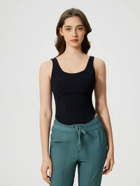 Millennia Round Neck Wide Strap Active Tank with Detachable Chest Pads Thumbnail 13