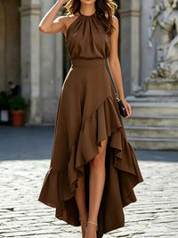 Ruffled High-Low Sleeveless Maxi Dress Thumbnail 10