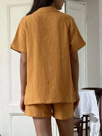 Button Up Short Sleeve Shirt and Shorts Set Thumbnail 13
