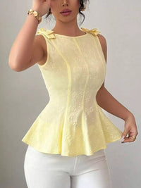 Bow Shoulder Peplum Tank Thumbnail 1