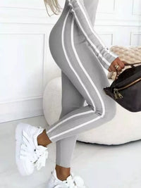 Full Size Stripe Zip-Front Long Sleeve Jumpsuit Plus Size Thumbnail 9
