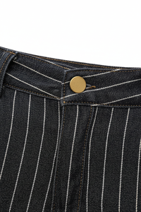 Striped Button Down Tank and Pants Denim Set Thumbnail 4