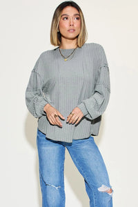 Basic Bae Full Size Ribbed Round Neck Long Sleeve T-Shirt Thumbnail 9