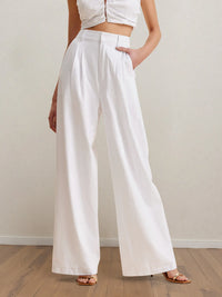 Strapless Peplum Top and Wide Leg Pants Set Thumbnail 4