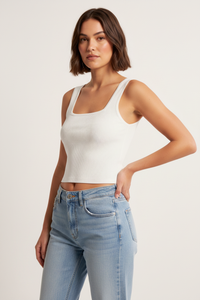 Ribbed Square Neck Tank Top Thumbnail 1