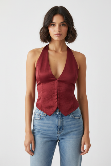 Classic Burgundy Halter Top
