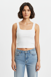 Ribbed Square Neck Tank Top Thumbnail 2
