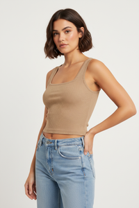 Ribbed Square Neck Tank Top Thumbnail 9