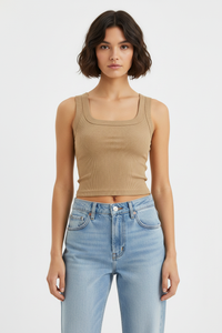 Ribbed Square Neck Tank Top Thumbnail 11