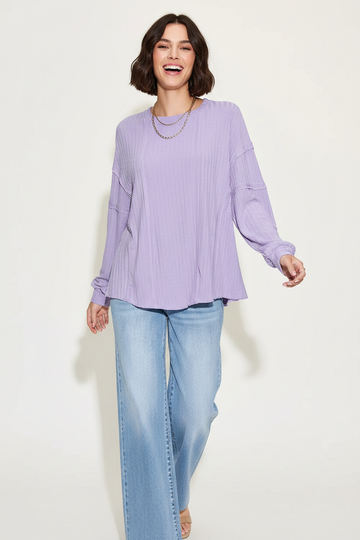 Basic Bae Full Size Ribbed Round Neck Long Sleeve T-Shirt