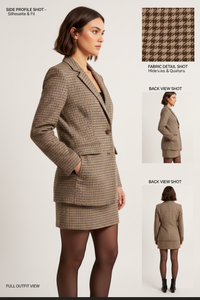 Single-Breasted Plaid Blazer Skirt Set Thumbnail 3