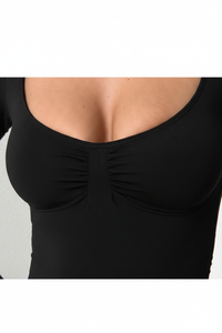 Backless Ruched Long Sleeve Crop Top Thumbnail 4